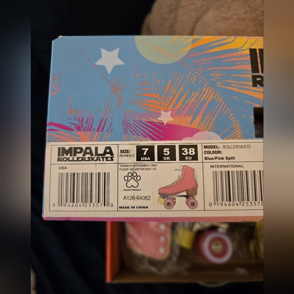 NIB! IMPALA SKATE, Roller Quad, Blue/Pink Split, Size 7 - Picture 9 of 10